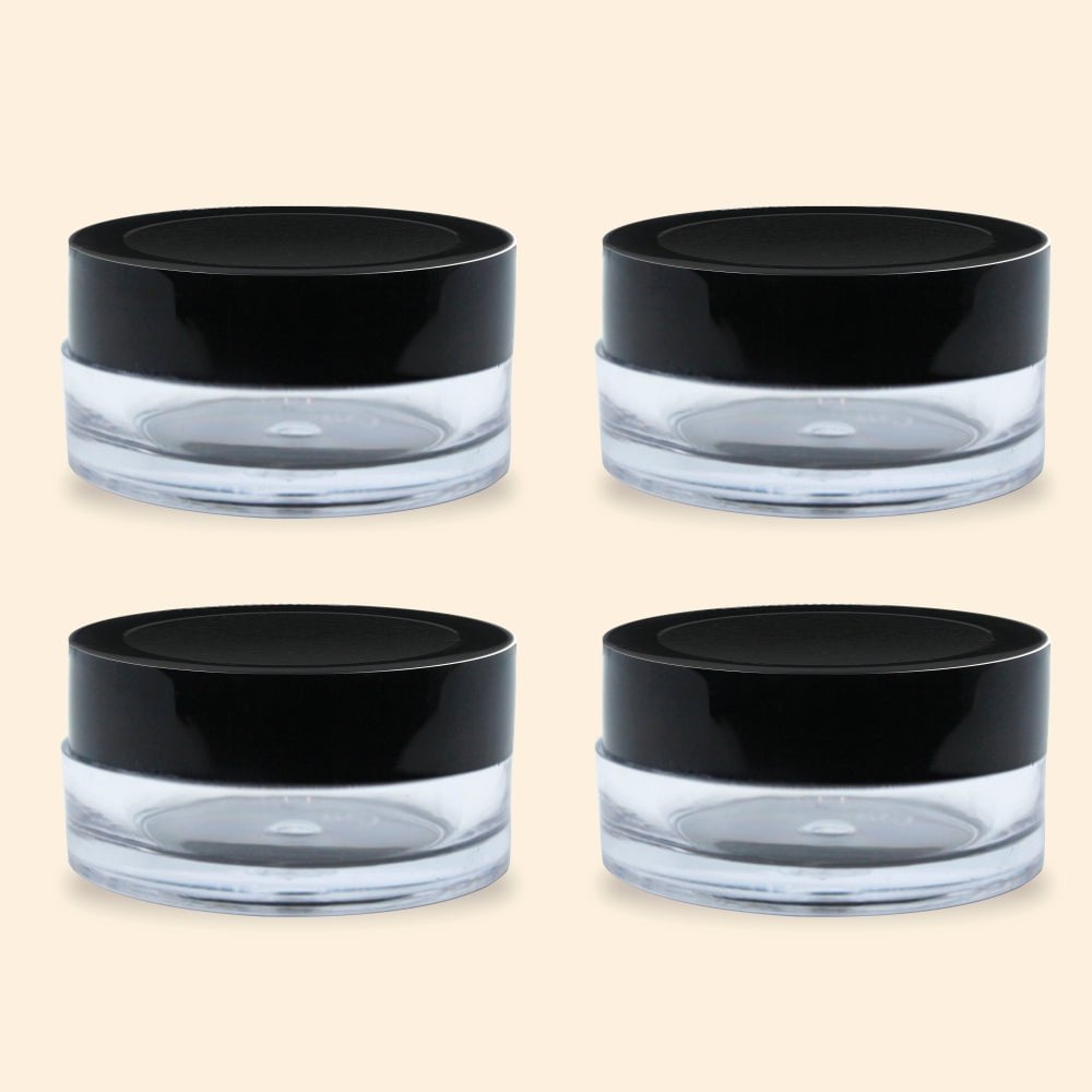 Shoprythm Cosmetic Jar Empty Transparent Acrylic San Jars with Black Cap Shoprythm Cosmetic Jar Empty Transparent Acrylic San Jars with Black Cap